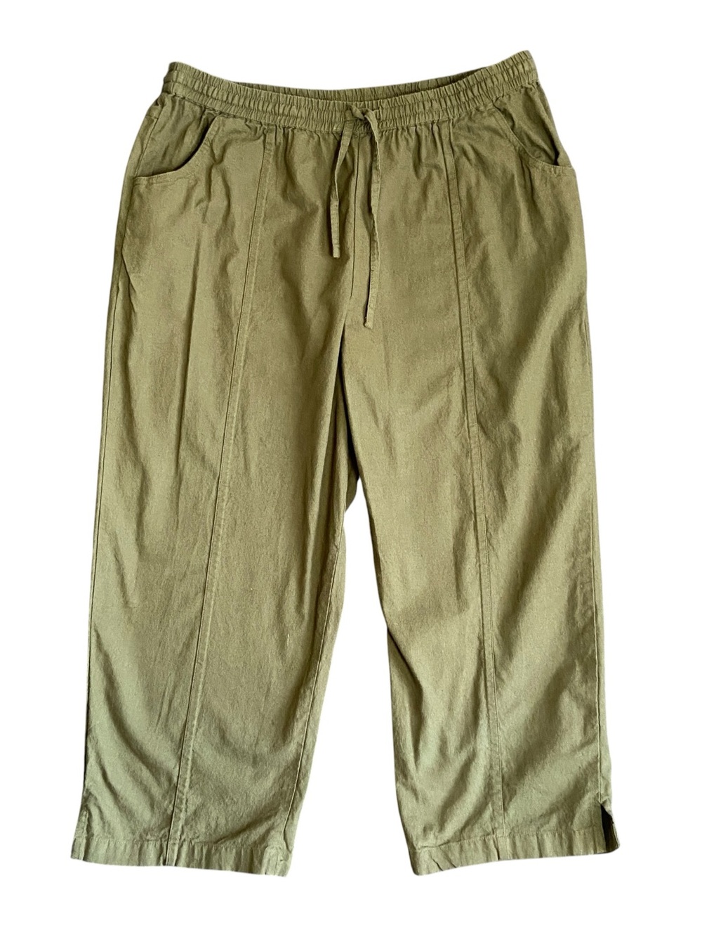 Easy Essentials | Vintage Olive Green Harem Chino Capri Pants | Size LG